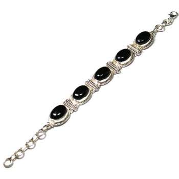 Handmade pure silver black onyx bracelet